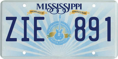 MS license plate ZIE891