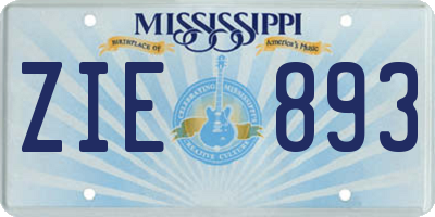 MS license plate ZIE893