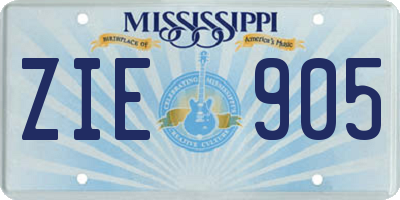 MS license plate ZIE905