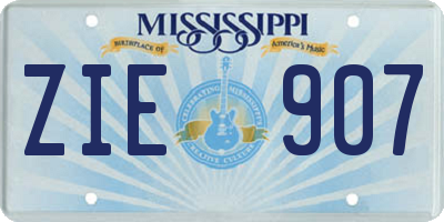MS license plate ZIE907