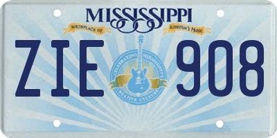 MS license plate ZIE908