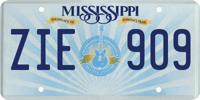 MS license plate ZIE909