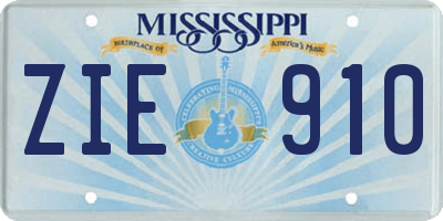 MS license plate ZIE910