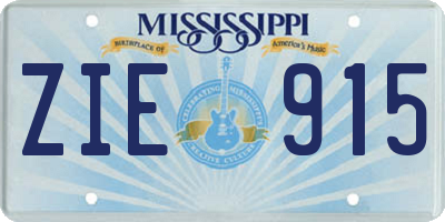 MS license plate ZIE915