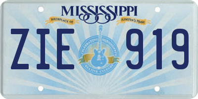 MS license plate ZIE919