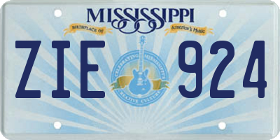 MS license plate ZIE924