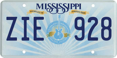 MS license plate ZIE928