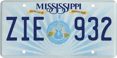 MS license plate ZIE932