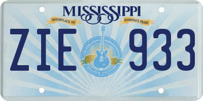 MS license plate ZIE933