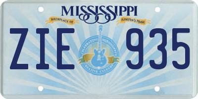 MS license plate ZIE935
