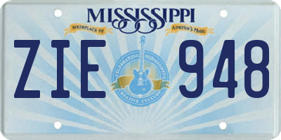 MS license plate ZIE948