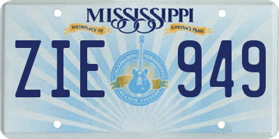 MS license plate ZIE949