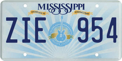 MS license plate ZIE954