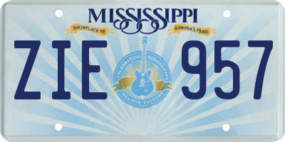 MS license plate ZIE957