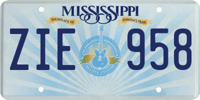 MS license plate ZIE958