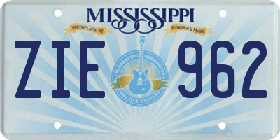 MS license plate ZIE962