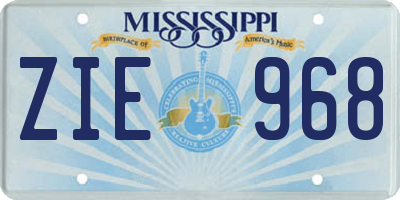 MS license plate ZIE968