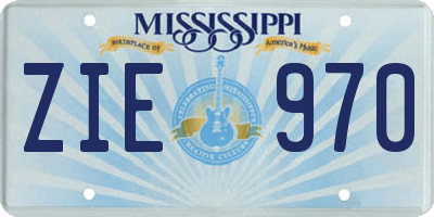 MS license plate ZIE970