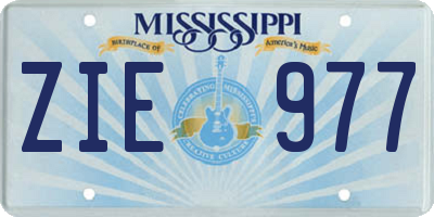 MS license plate ZIE977