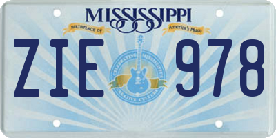 MS license plate ZIE978