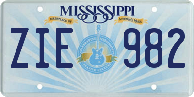 MS license plate ZIE982