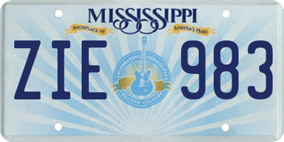 MS license plate ZIE983