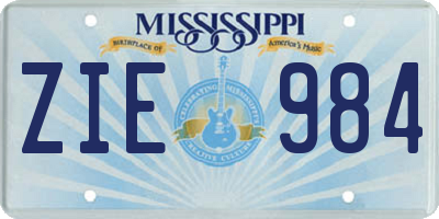 MS license plate ZIE984