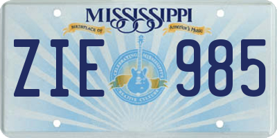 MS license plate ZIE985