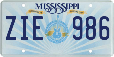 MS license plate ZIE986
