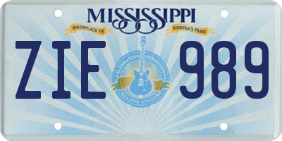 MS license plate ZIE989