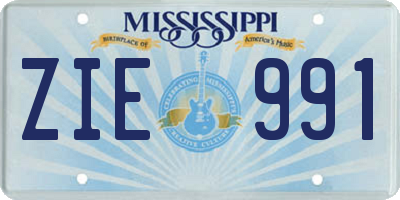 MS license plate ZIE991