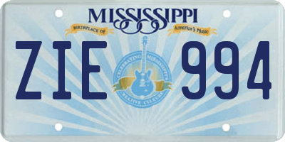 MS license plate ZIE994