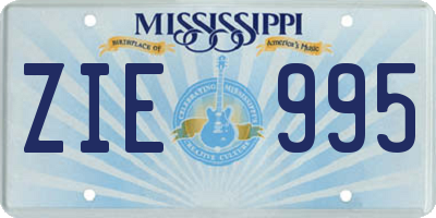 MS license plate ZIE995