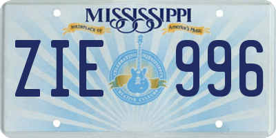 MS license plate ZIE996