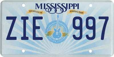 MS license plate ZIE997