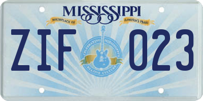 MS license plate ZIF023