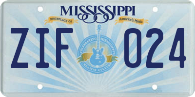 MS license plate ZIF024