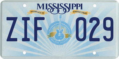 MS license plate ZIF029