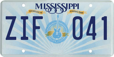 MS license plate ZIF041