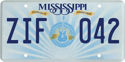 MS license plate ZIF042