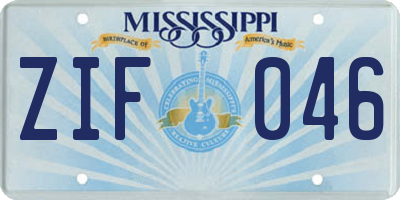 MS license plate ZIF046