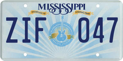 MS license plate ZIF047