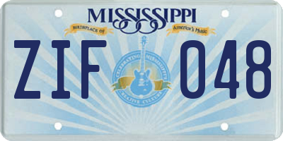 MS license plate ZIF048