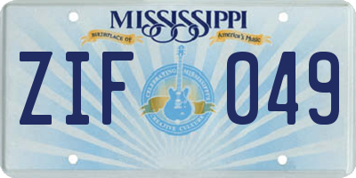 MS license plate ZIF049