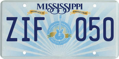 MS license plate ZIF050