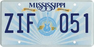 MS license plate ZIF051