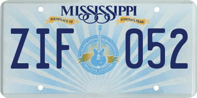 MS license plate ZIF052