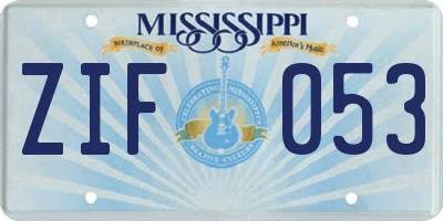 MS license plate ZIF053