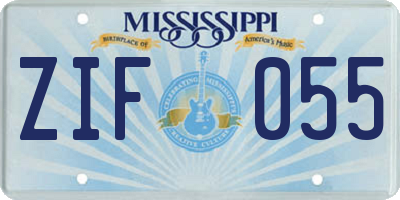 MS license plate ZIF055