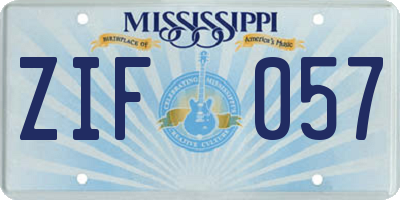 MS license plate ZIF057